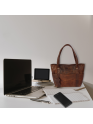  Women Tote Buffalo Leather Brown Shoulder Bag Large Office Handbag Shopper Purse